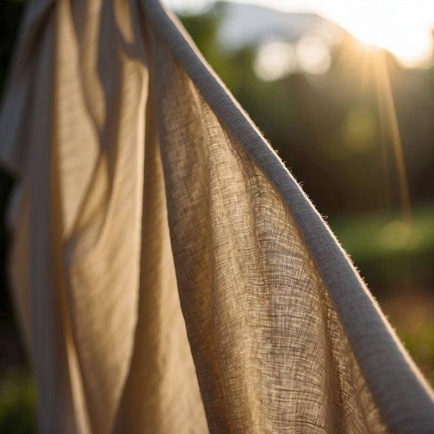 Linen sheets billow in the summer breeze