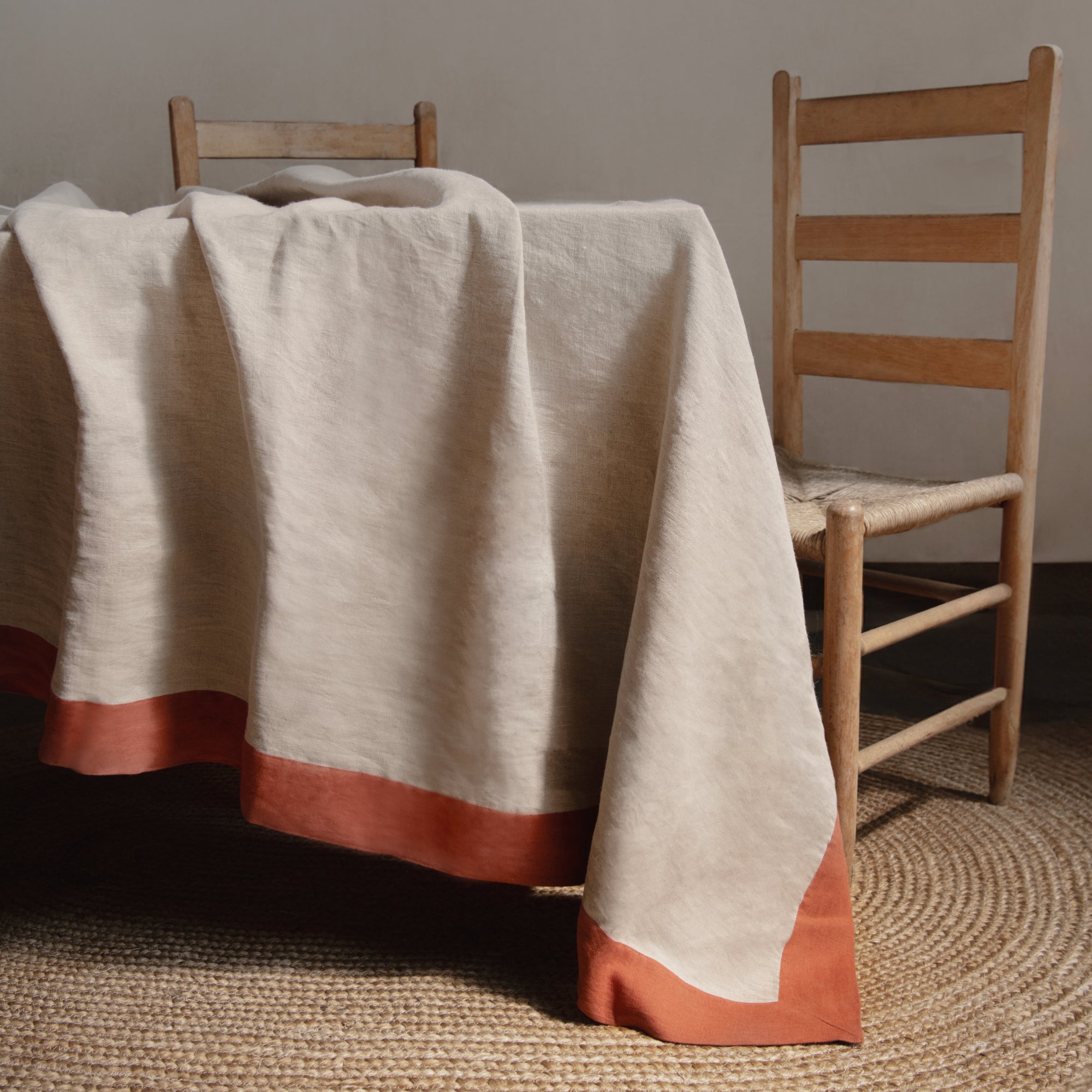 Bordered Linen Tablecloth