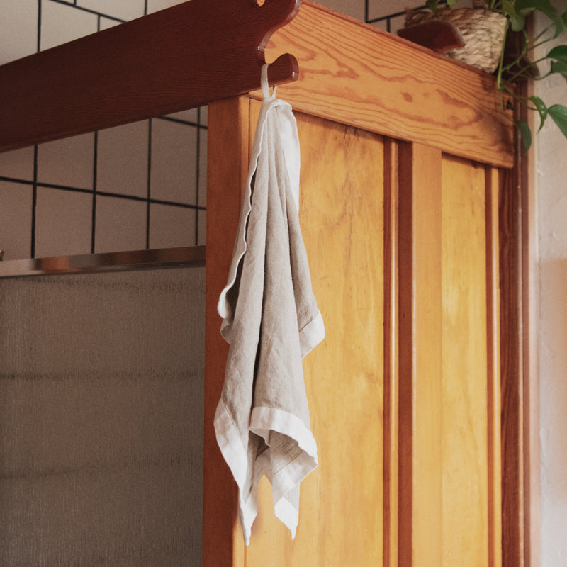 Bordered Linen Hand Towel