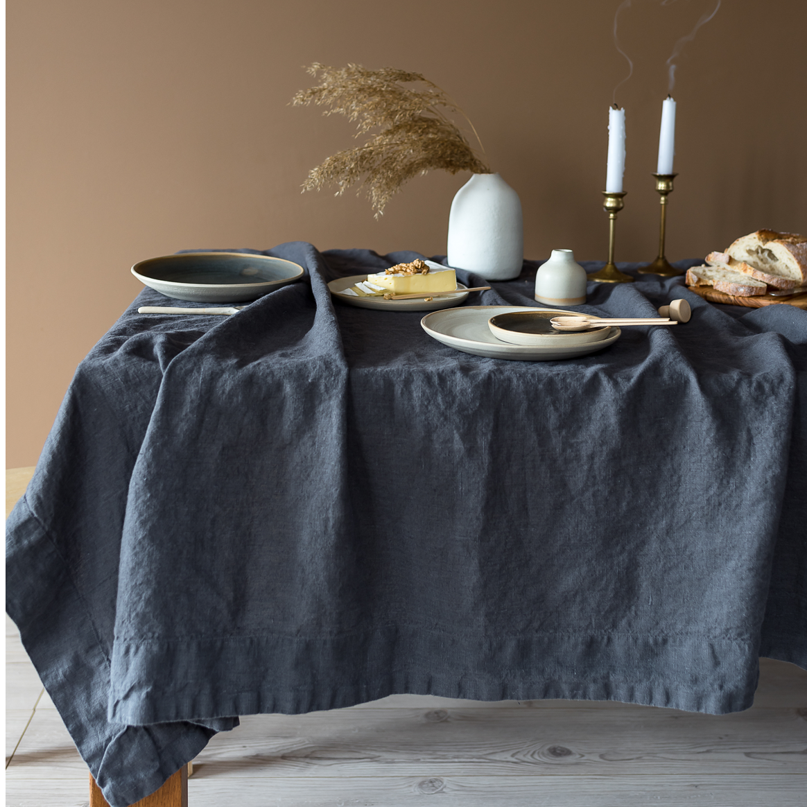 Rough Linen | 90 x 144 Smooth Linen Tablecloth | Ivory