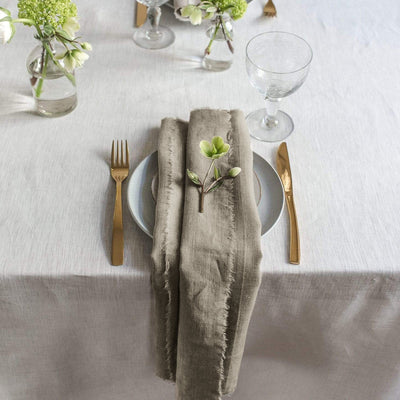 Raw Edge Smooth Linen Napkin Set (Choose 4 or 6)