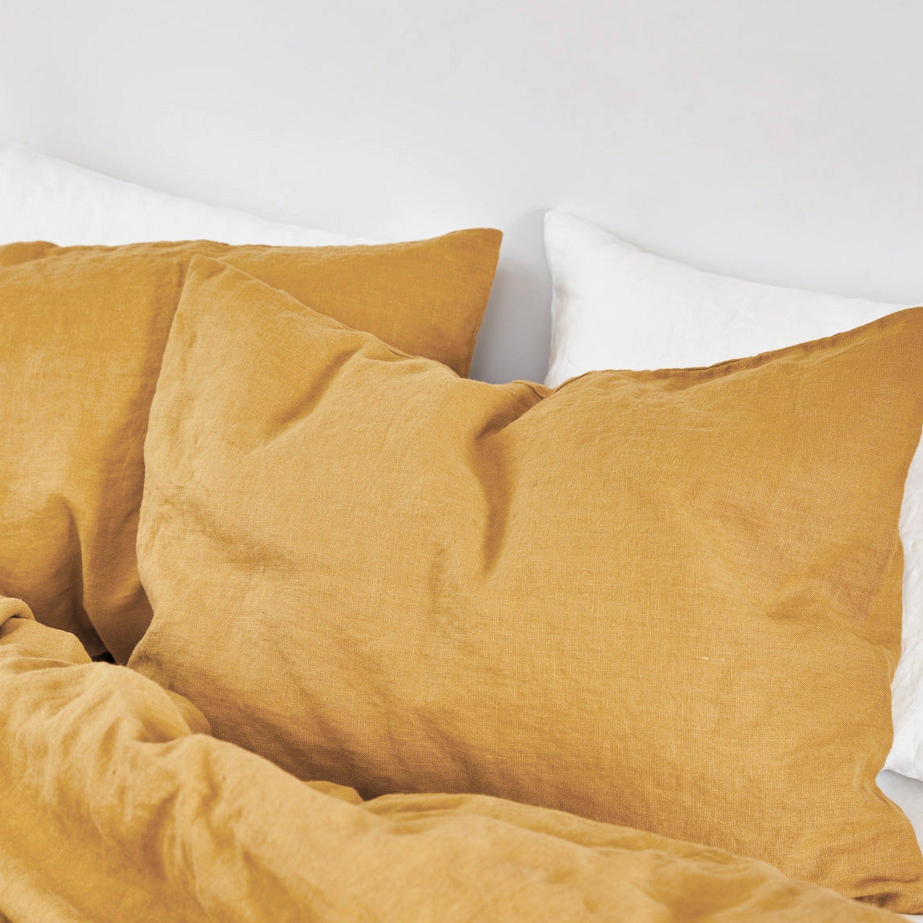 Rough Linen Queen Orkney Linen Sham Ochre