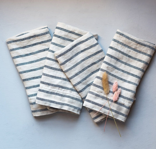 Linen Napkins French Linen. Natural. Cottage, Country Style Linen. Set of  Linen Napkins. Stonewashed. Linen Cloth Napkins. Stripes 