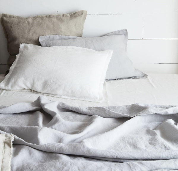 Rough Linen | King Smooth Bordered Linen Pillowcase | Natural Border